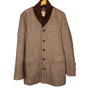 Men’s Brown Herringbone Shawl Collar Blazer Jacket by EDGE WD.NY Size M